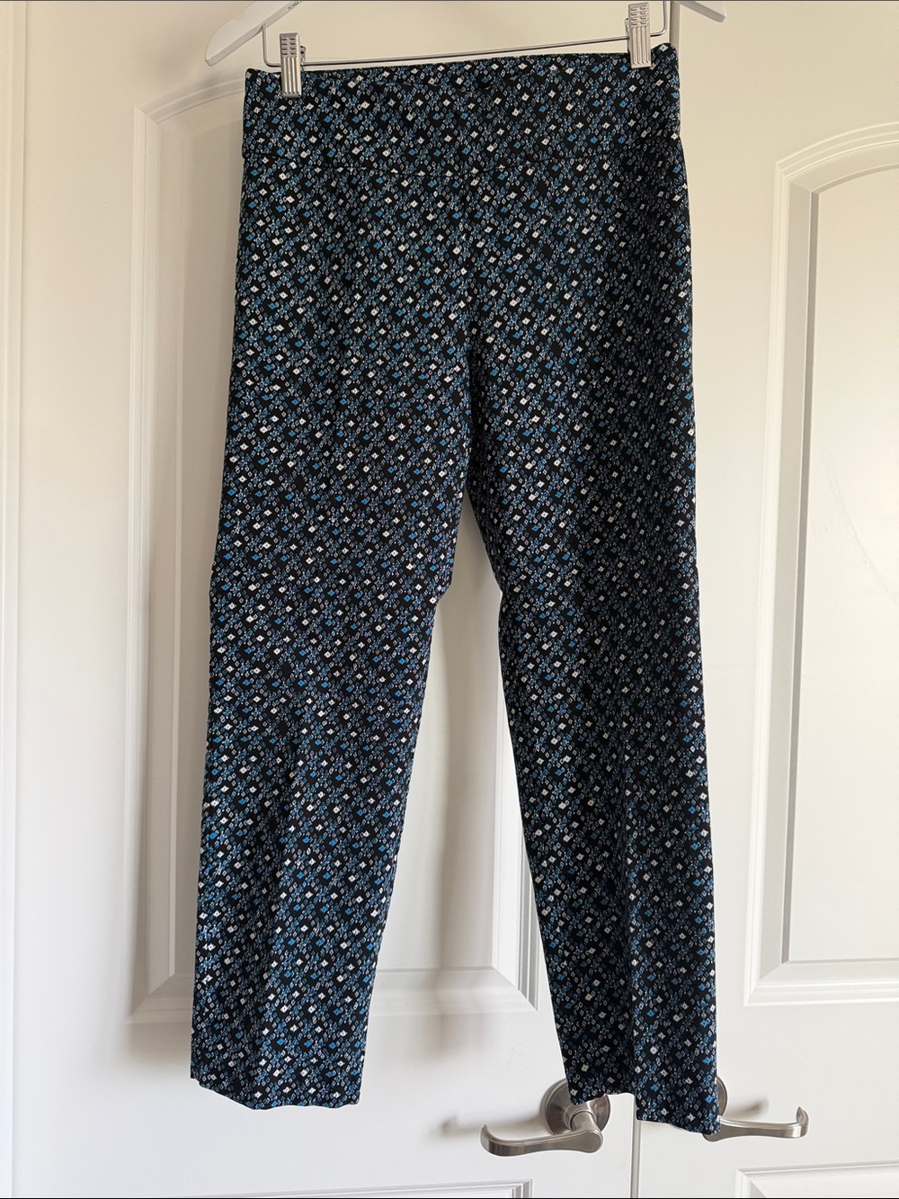 Women's Blue White Print Pull-On Pants Zac & Rachel